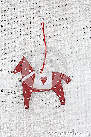 Nordic Style Christmas Ornament On White Jute Stock Photo
