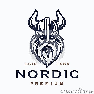 Nordic viking warrior logo Vector Illustration
