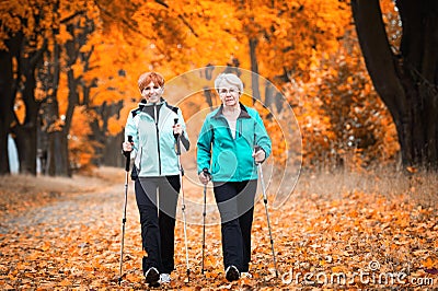 Nordic walking Stock Photo