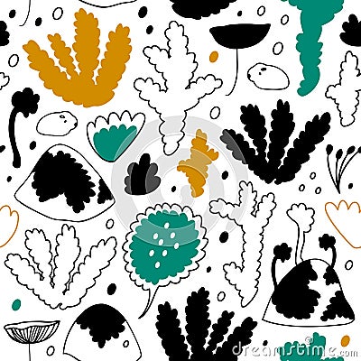 Nordic winter forest, scandinavian seamless vector pattern. Decorative cosiness background. Vector Illustration