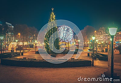 Noregian capilal city Oslo at christmas night, Europe, Sscandinavia Stock Photo