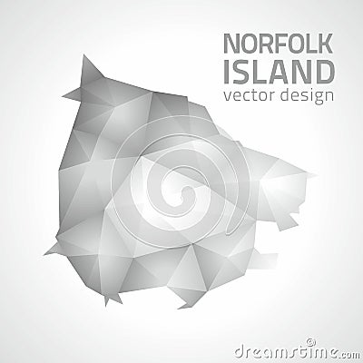 Norfolk Island 3d polygonal mosaic grey and silver vector map Vector Illustration