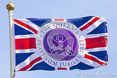 The Queens Platinum Jubilee 2022 Flag Editorial Stock Photo
