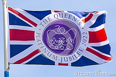 The Queens Platinum Jubilee 2022 Flag Editorial Stock Photo