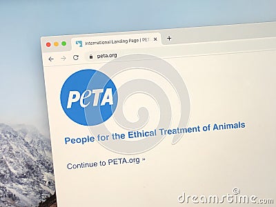 Homepage of Peta. Editorial Stock Photo