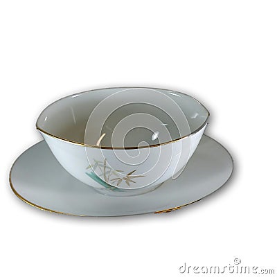 Noritake china Japan 6341 Oriental gravy boat with attached tray plate dishes Stock Photo