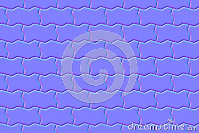 Normal map seamless pattern of pavement with interlocking wavy blocks Stock Photo