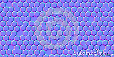 Normal map of uneven honeycomb simple seamless pattern with hollows Cartoon Illustration