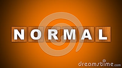 Normal Text Title - Square Wooden Concept - Orange Background - 3D Illustration Stock Photo