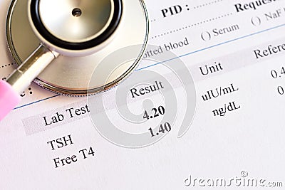 Normal thyroid hormone test result Stock Photo