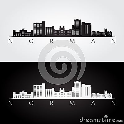 Norman, Oklahoma USA skyline and landmarks silhouette Vector Illustration
