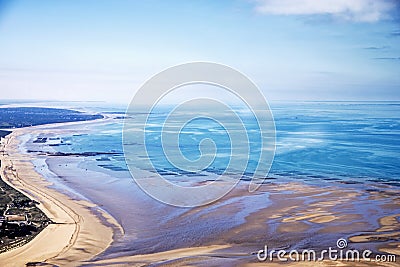 Normandy channel sea in france from airplaine Stock Photo