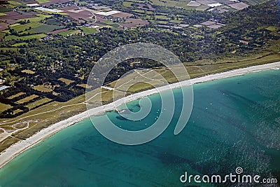 Normandy channel sea in france from airplaine Stock Photo