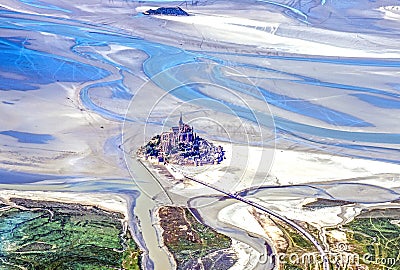 Normandy channel sea in france from airplaine Stock Photo