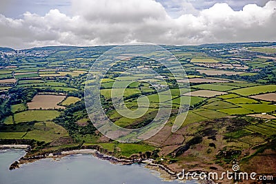 Normandy channel sea in france from airplaine Stock Photo