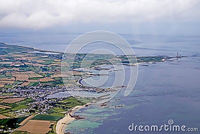 Normandy channel sea in france from airplaine Stock Photo