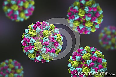 Norovirus, winter vomiting bug, RNA virus from Caliciviridae family, causative agent of gastroenteritis Cartoon Illustration