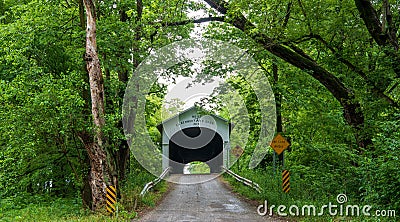 Norris Ford Covered Bridge, Rush County, Indiana Editorial Stock Photo