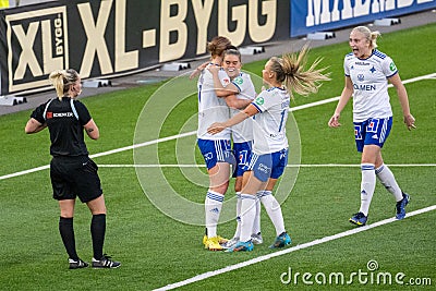 IFK Norrkoping ladies football team promoted to the first tier Editorial Stock Photo