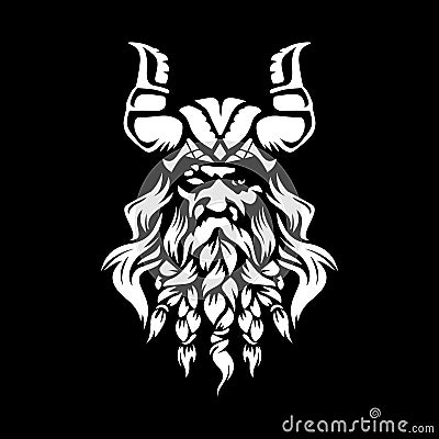 Norse God Odin Illustration black backgorund vector Vector Illustration