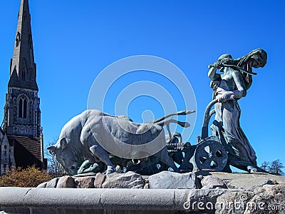 Norse goddess Gefjon statue Editorial Stock Photo