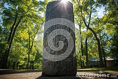 norse runes carved into a standing stone Stock Photo