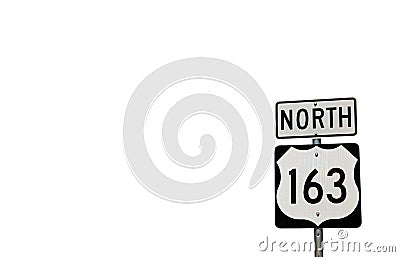 North 163 Highway sign Stock Photo