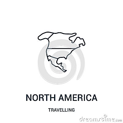 north america icon vector from travelling collection. Thin line north america outline icon vector illustration. Linear symbol Vector Illustration