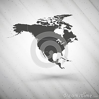 North america map on gray background, grunge Vector Illustration