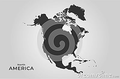 North america map icon. vector silhouette image of western world continent Vector Illustration