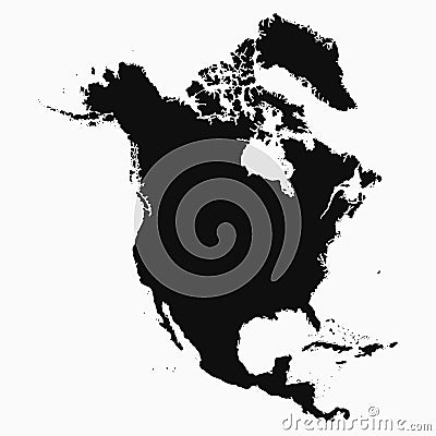 North America Map. Isolated monochrome shape. Vector. Vector Illustration