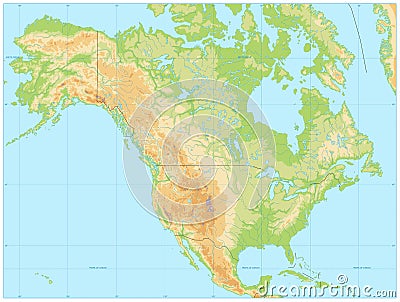 North America Physical Map. No text Vector Illustration