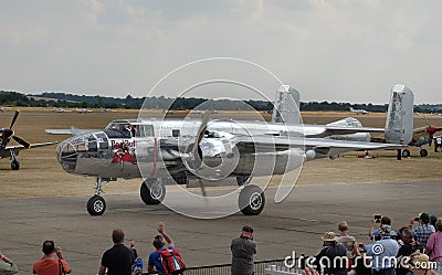 The North American B-25 Mitchell is an American twin-engine, medium bomber manufactured by North American Aviation Editorial Stock Photo