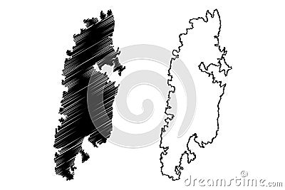 North Andaman island Republic of India, Indian union territory of Andaman and Nicobar Islands map vector illustration, scribble Vector Illustration