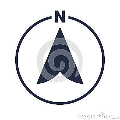 North arrow icon N direction vector pointer symbol Vector Illustration