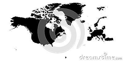 North Atlantic Treaty Organization, NATO, member countries silhouette map Vector Illustration