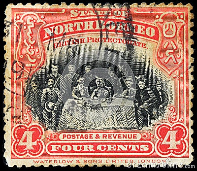 North Borneo Stamp Editorial Stock Photo