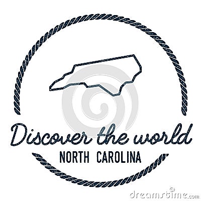 North Carolina Map Outline. Vintage Discover the. Vector Illustration