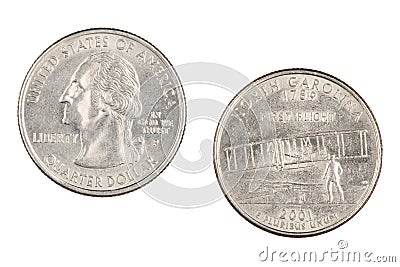 North Carolina 2001p State Commemorative Quarter isolated on a white background Stock Photo