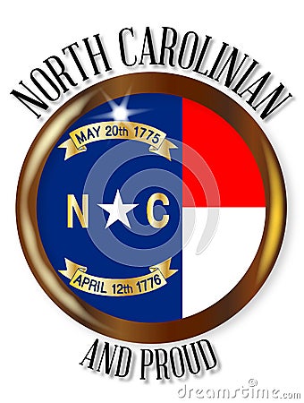 North Carolina Proud Flag Button Vector Illustration