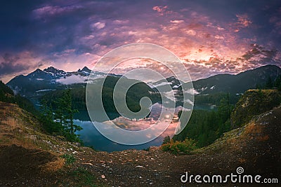 North Cascades sunset Stock Photo