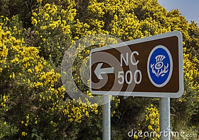 North Coast 500 NC500 road signs in the Scottish Highlands Editorial Stock Photo