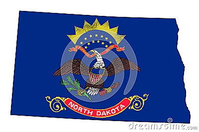 North Dakota Outline Map and Flag Vector Illustration