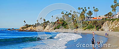 North end of Main Beach aand Heisler Park in Laguna Beach, CA Main Editorial Stock Photo