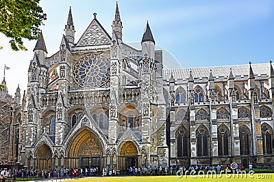 North entrance of Westminster Abbey in London Editorial Stock Photo