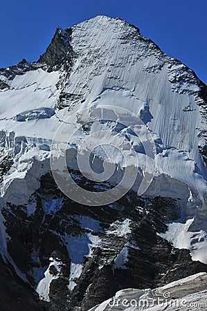 North face of Dent d'Herens with Ice Cliffs Stock Photo
