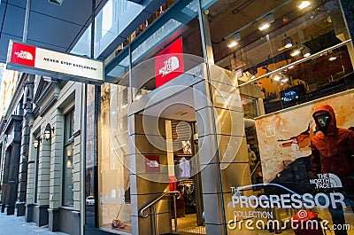 The north face retailer store in center point of Sydney. Editorial Stock Photo