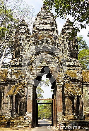 North Gate, Angkor Thom, Cambodia Stock Photo