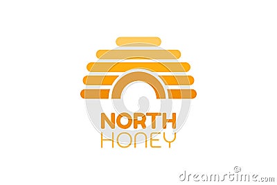 North igloo honey bee hive logo concept design Vector Illustration