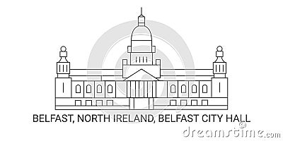 North Ireland, Belfast, Belfast City Hall, travel landmark vector illustration Vector Illustration
